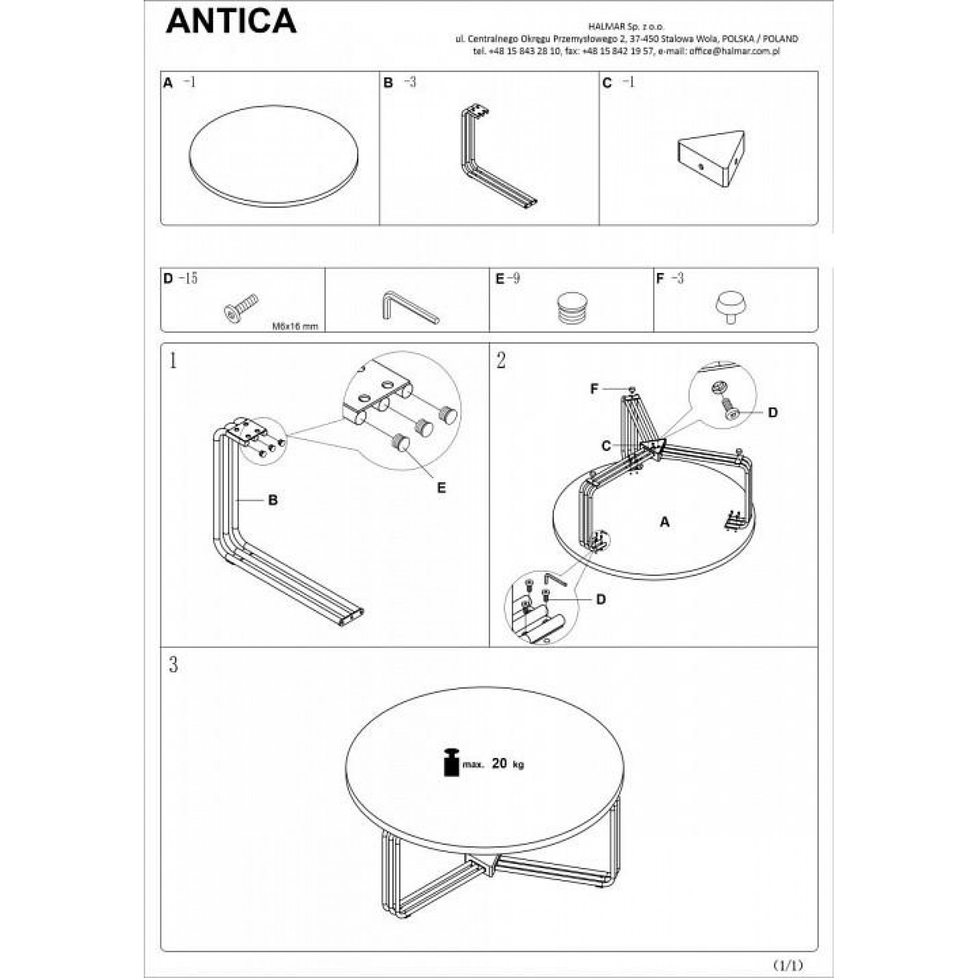 Стол журнальный Antica    HLM_V-CH-ANTICA-LAW-BIALY