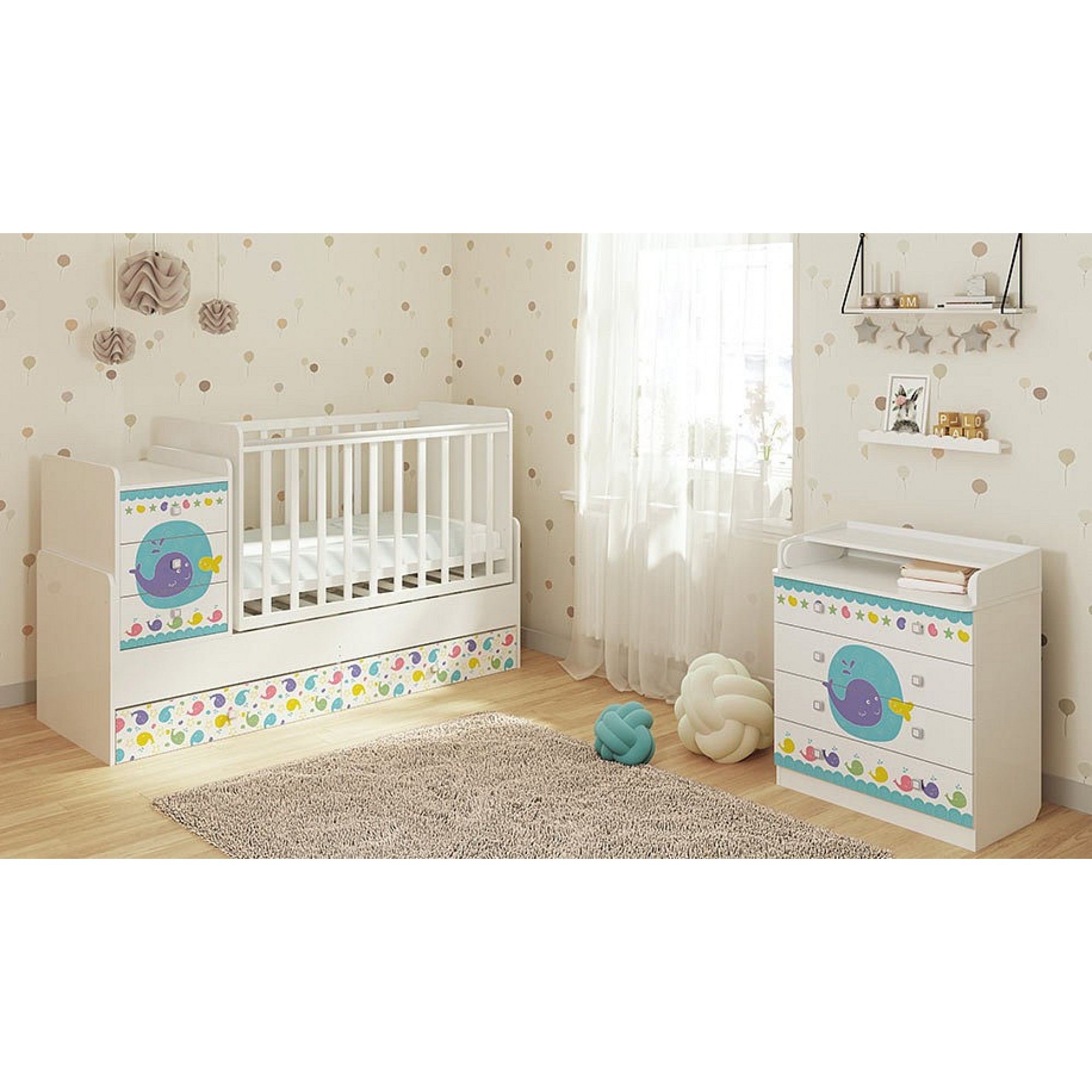 Комод пеленальный Polini kids Simple 1580 Морская история    TPL_0001288_9_5