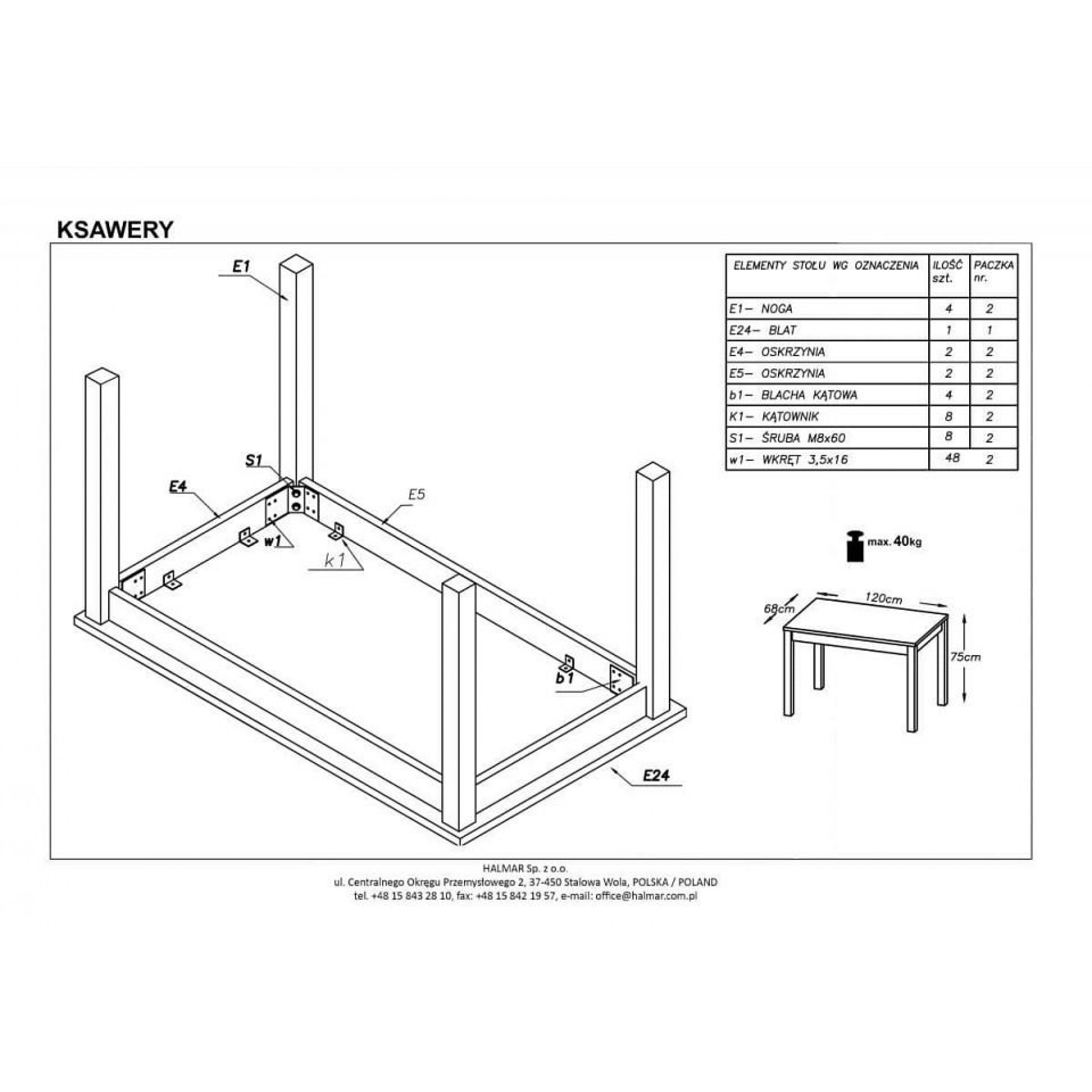 Стол обеденный Ksawery    HLM_V-PL-KSAWERY-ST-BIALY