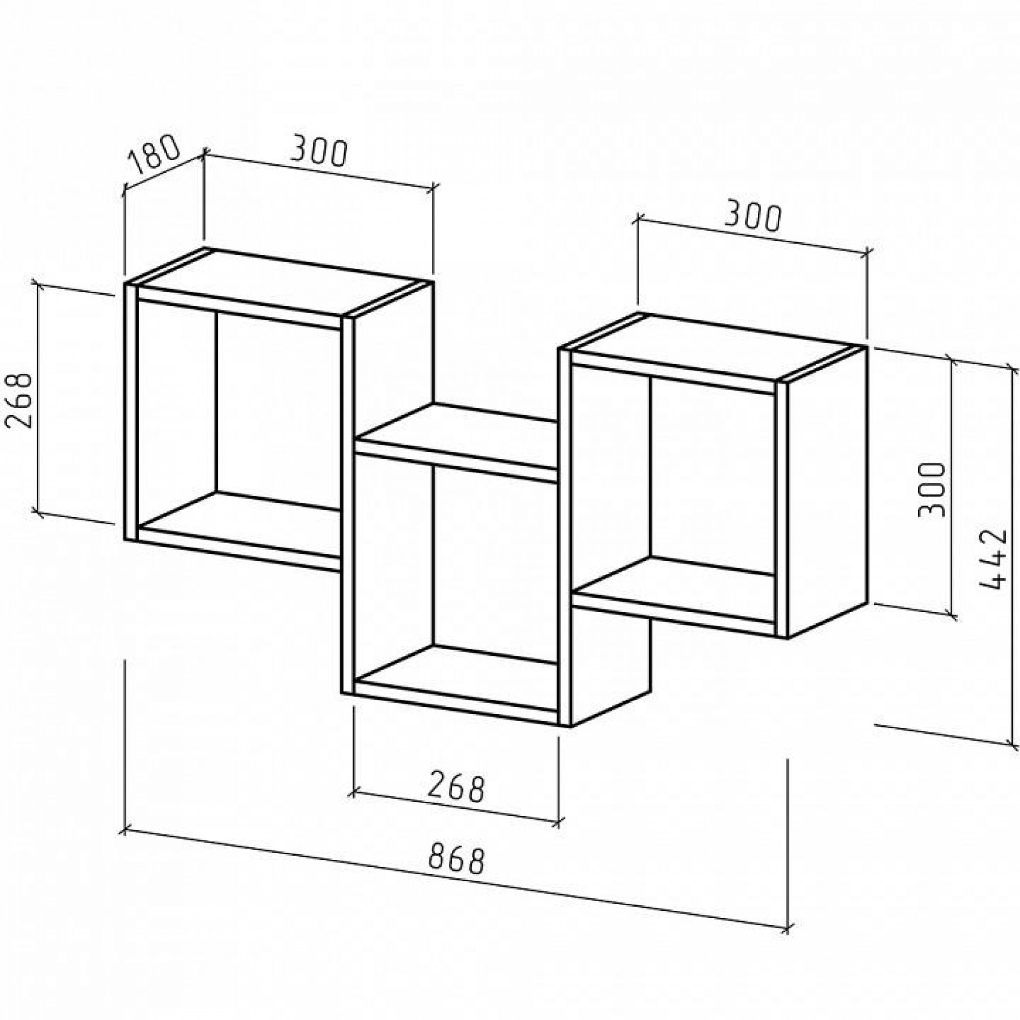 Полка книжная Флэш-3    MAS_PNFL-3-DM