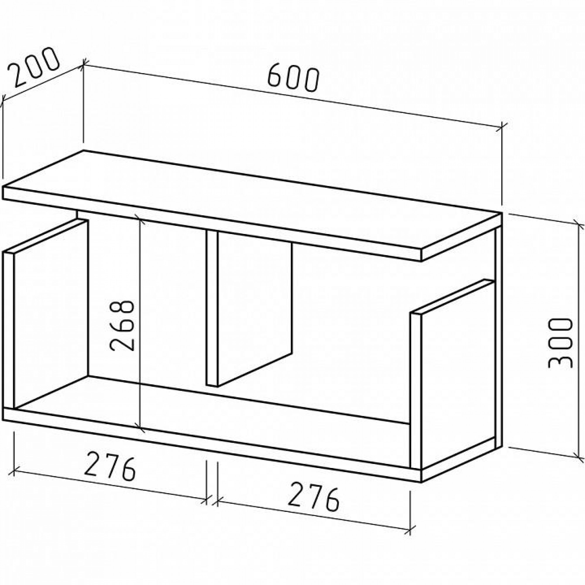 Полка книжная Инди-1    MAS_PNIN-1-DS