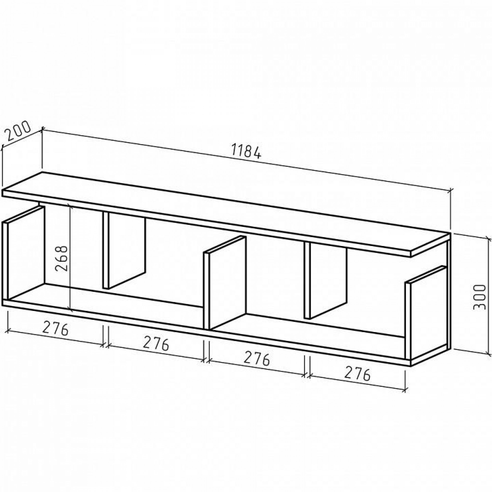 Полка книжная Инди-3    MAS_PNIN-3-DAT