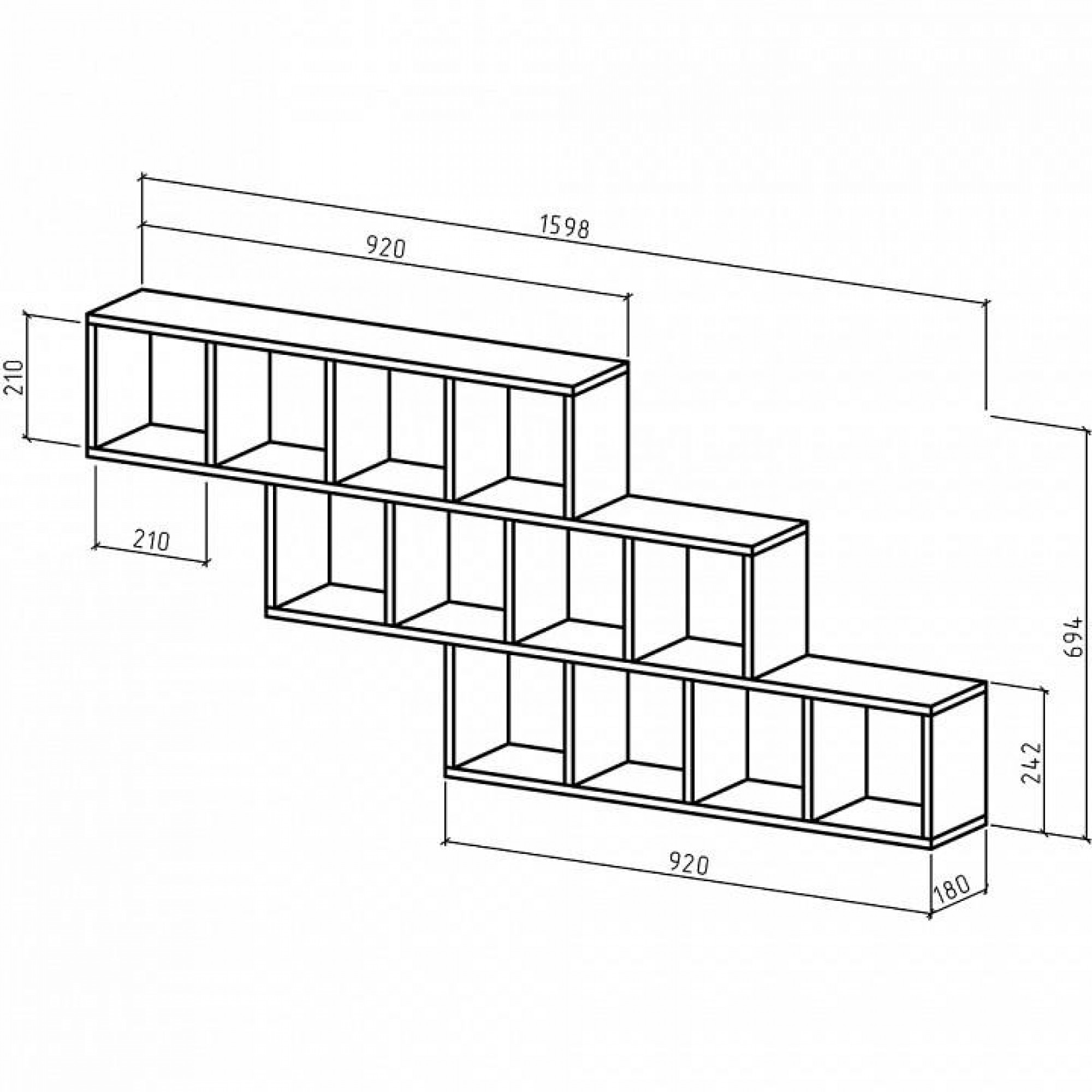 Полка книжная Вайс-8    MAS_PNV-8-DS