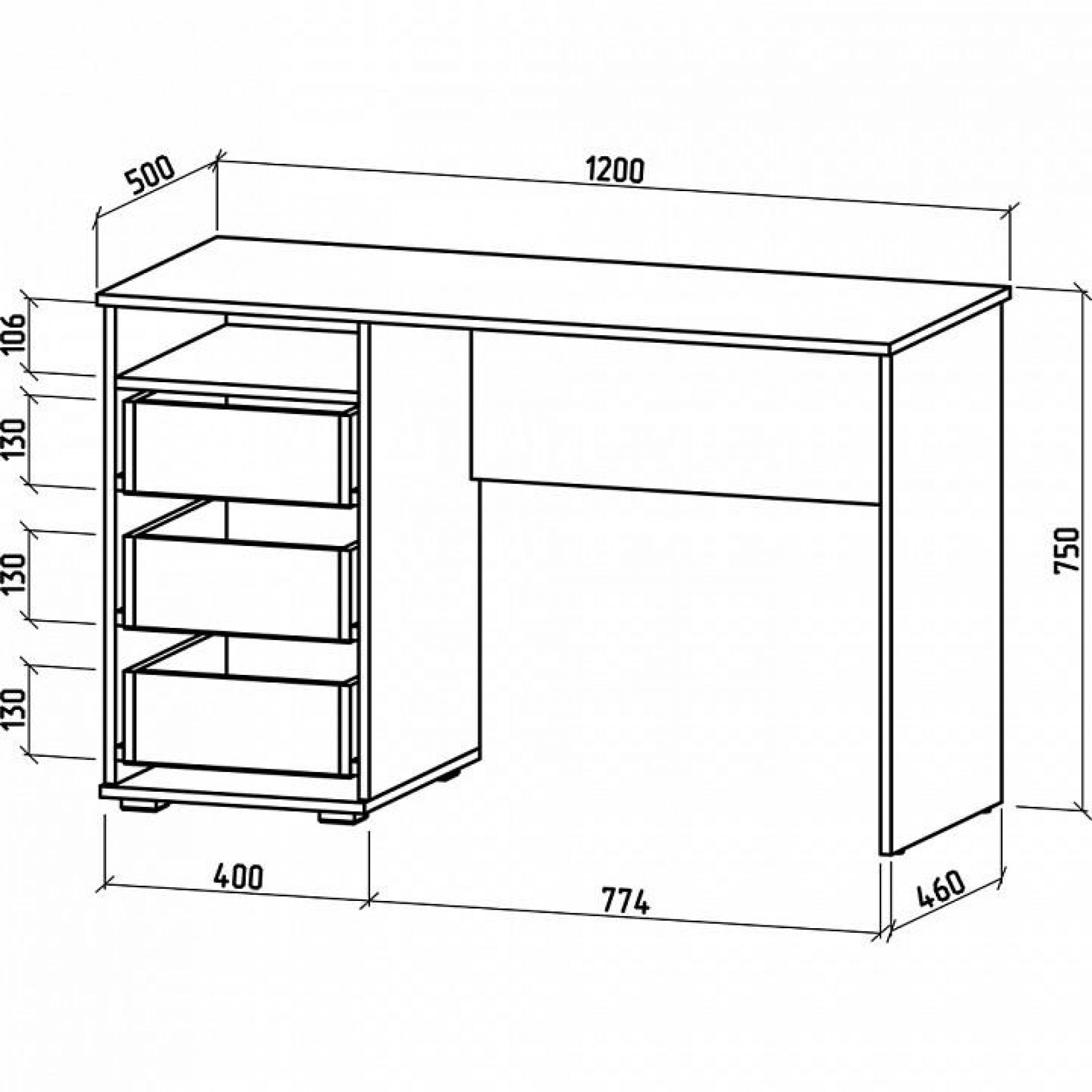 Стол письменный Тунис-4    MAS_PST-4-DS