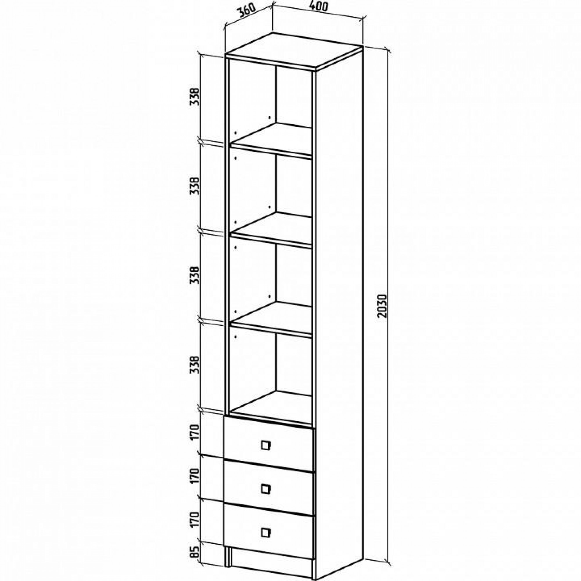 Шкаф для белья Бостон-4    MAS_SHB-4B-DS