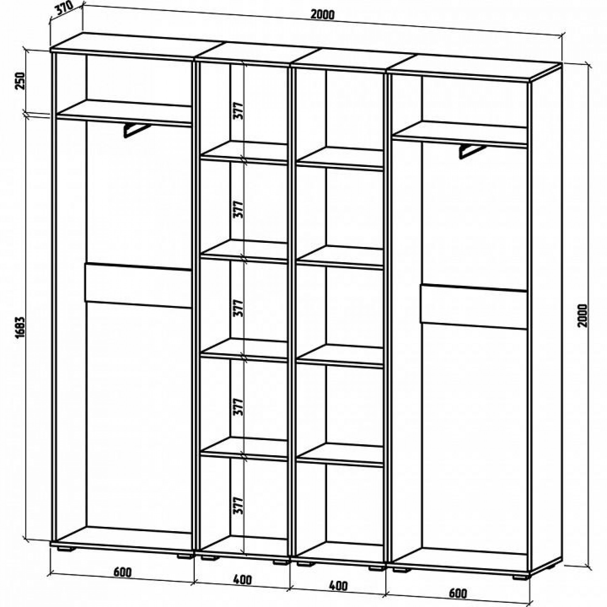 Шкаф платяной Тунис-10    MAS_SHT-10-DS