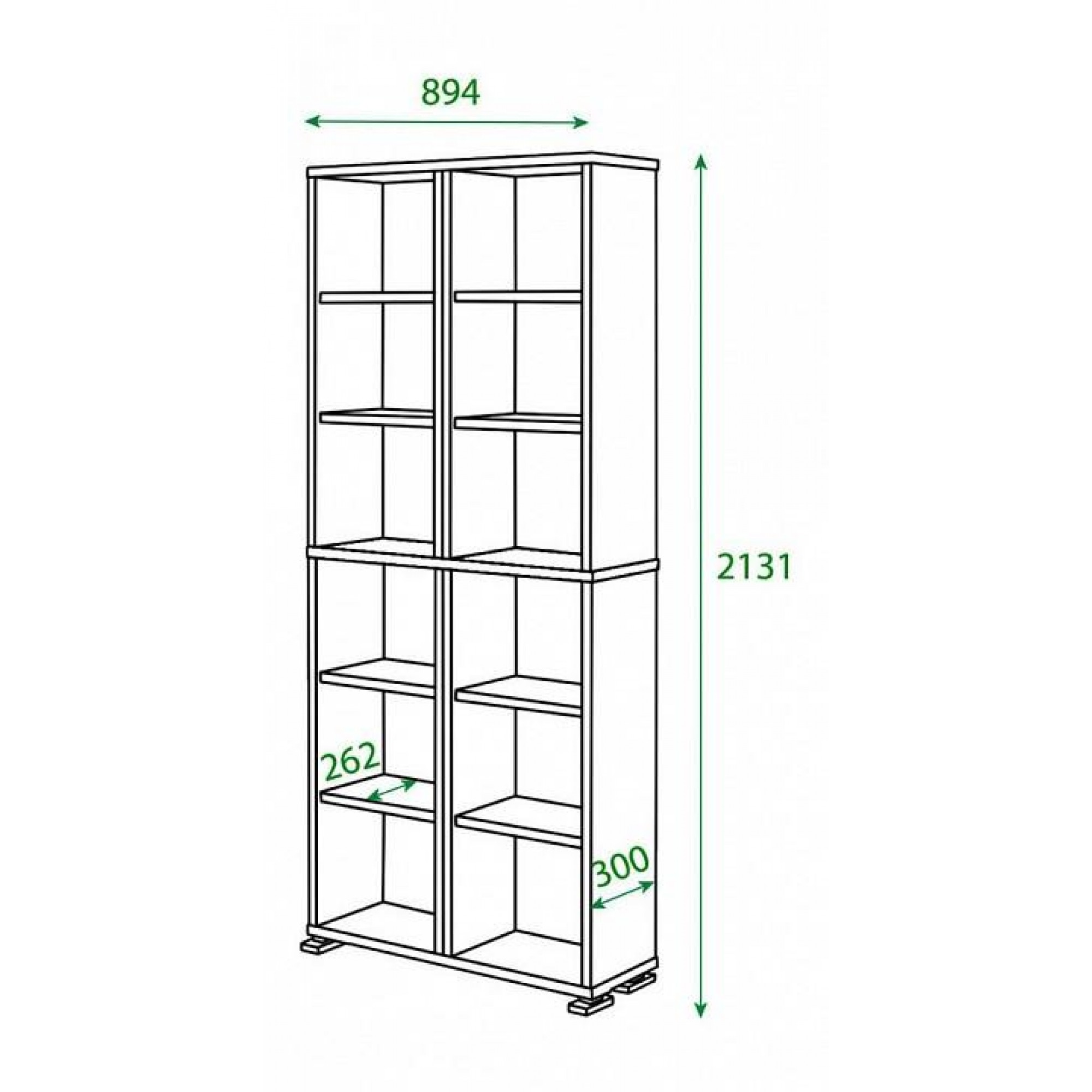 Шкаф книжный Домино ПУ-30-3    MER_PU-30-3_K