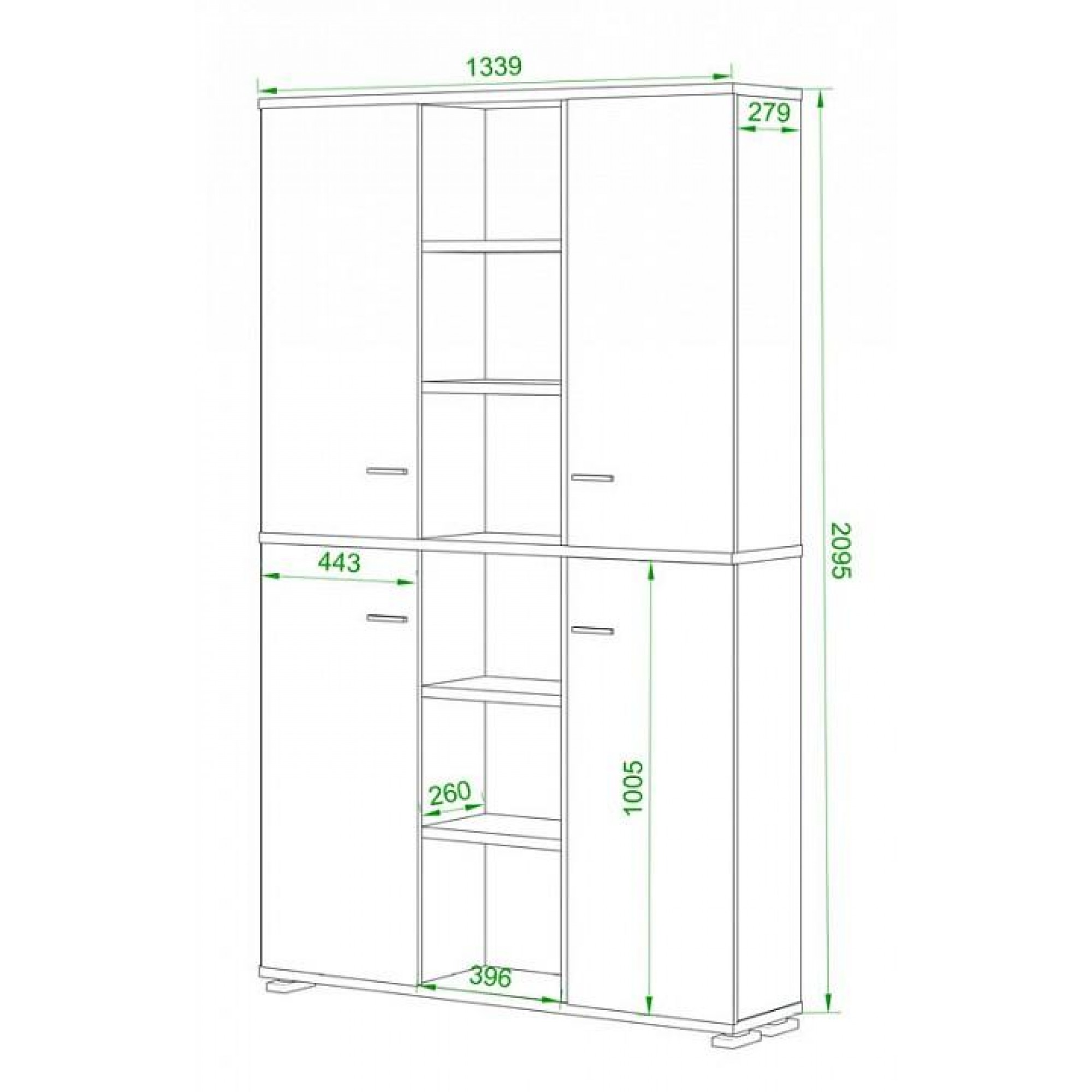 Шкаф книжный Домино ПУ-40-5    MER_PU-40-5_SH