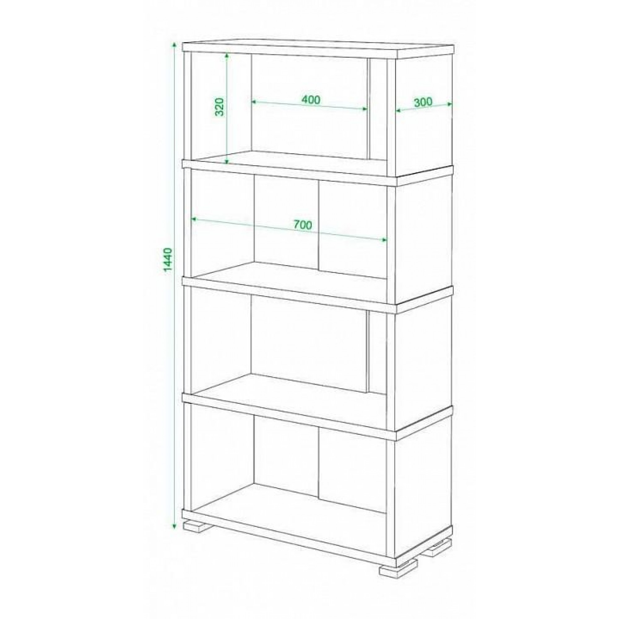 Стеллаж книжный Домино СБ-10_4    MER_SB-10_4_KV