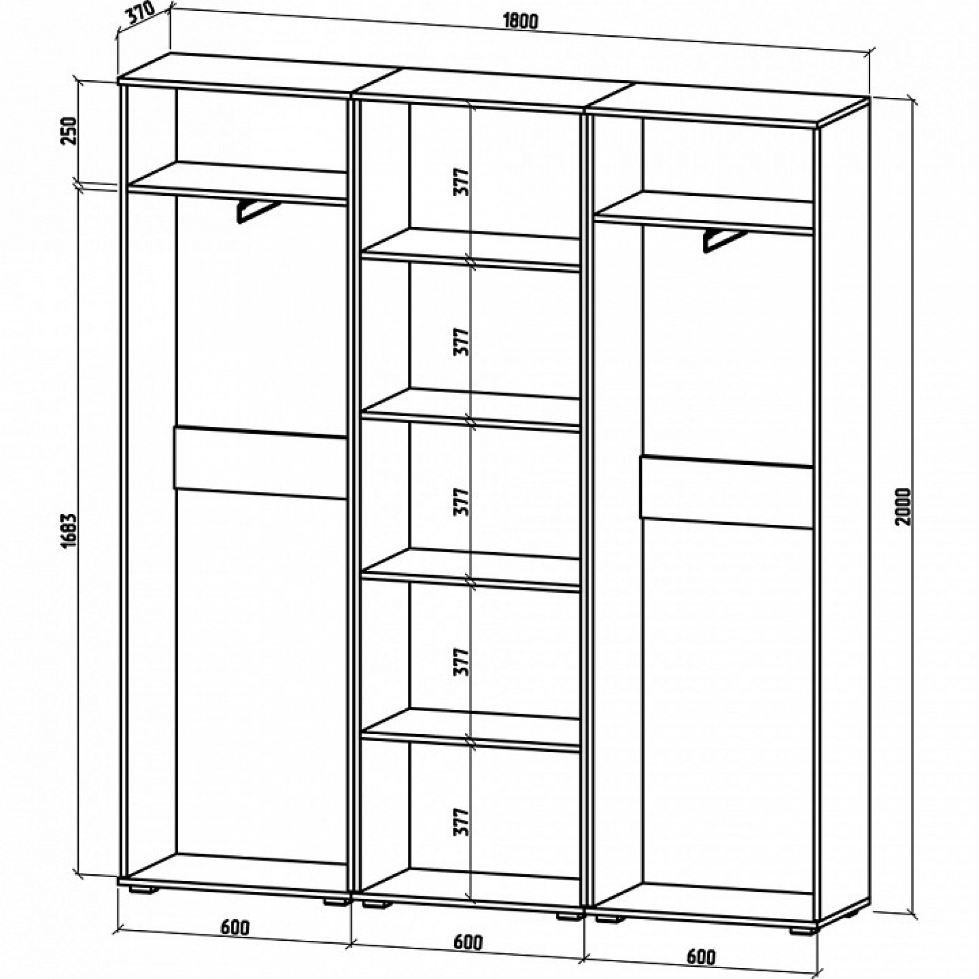 Шкаф платяной Тунис-9    MAS_SHT-9-DS